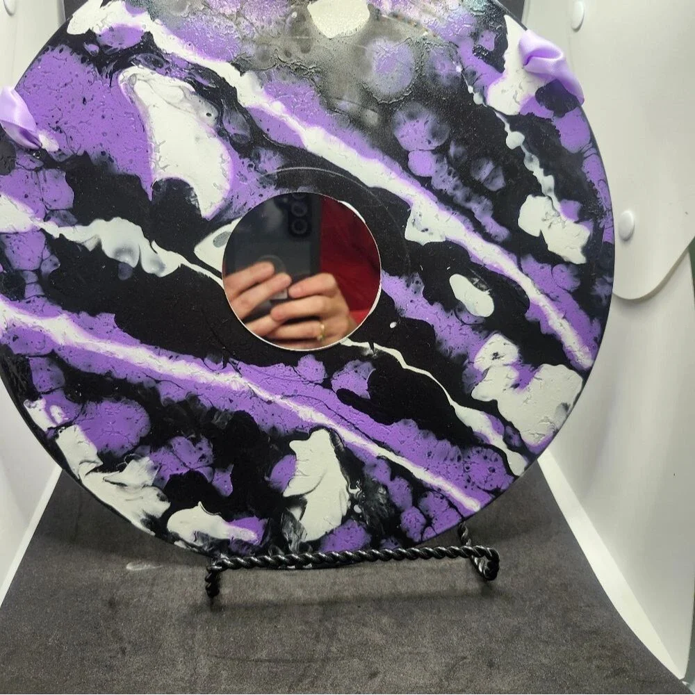 Hand Crafted Colorful Mirror Fluid Art Painting On 12